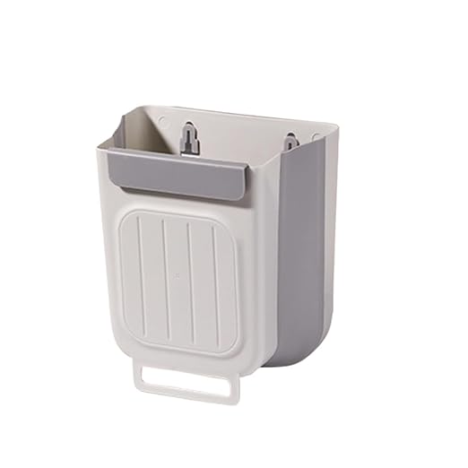 Collapsible Hanging Kitchen Trash Can 1pc Collapsible Hanging Bin - Space-Saving Cabinet(Grayish-White)