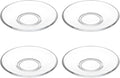 SHOWERORO 4Pcs Clear Glass Tea Saucers 3.54 Inch Round Plates for Coffee Cups Espresso Saucers Small Dessert Snack Serving
