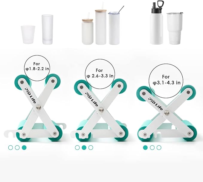 PYD Life Cup Tumbler Cradle Holder for Crafting Vinyl Application Mint Green with Foam Measurements 3 Adjustable Width for Tumblers Cups Mugs Bottles Epoxy Crafts