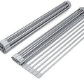 Bigdata&BetterLife Roll Up Dish Drying Rack Simple Large Space Saving Dish Drying Mat with Rack for Kitchen Foldable Silicone Coated Stainless Steel Heavy Duty Dry Rack (Gray, 20.5" x 13.1")