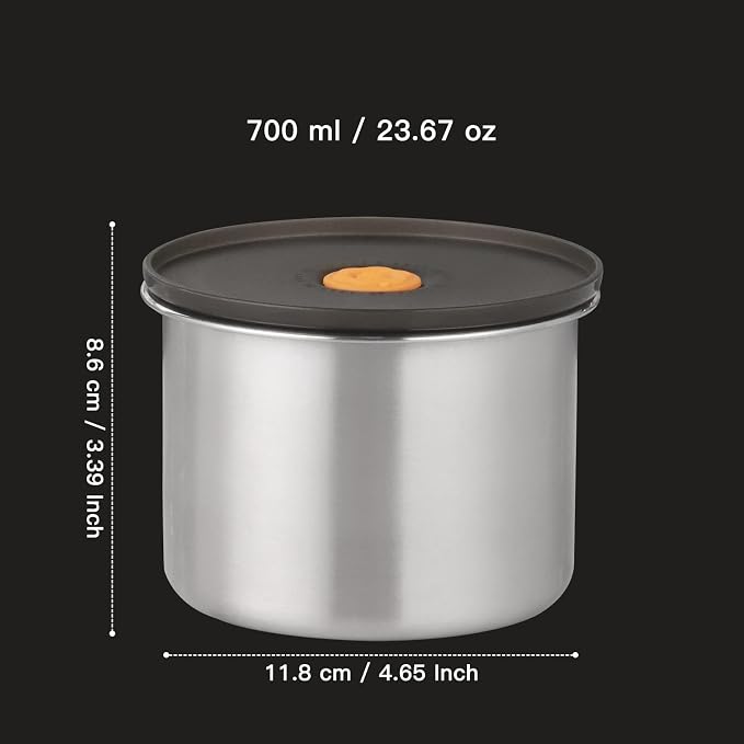 Stainless Steel Food Containers with Lids, 24 oz Food Storage Container set, Metal Food Container Bento Box, Snack Container set with Lid (Dishwasher & Freezer Safe 700 ml)