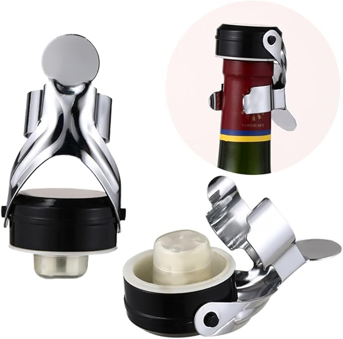6pcs Stainless Steel Wine Stopper Cava Sparkling Wine Sealer with Pressure Pump for Preserving Freshness and Preventing Waste