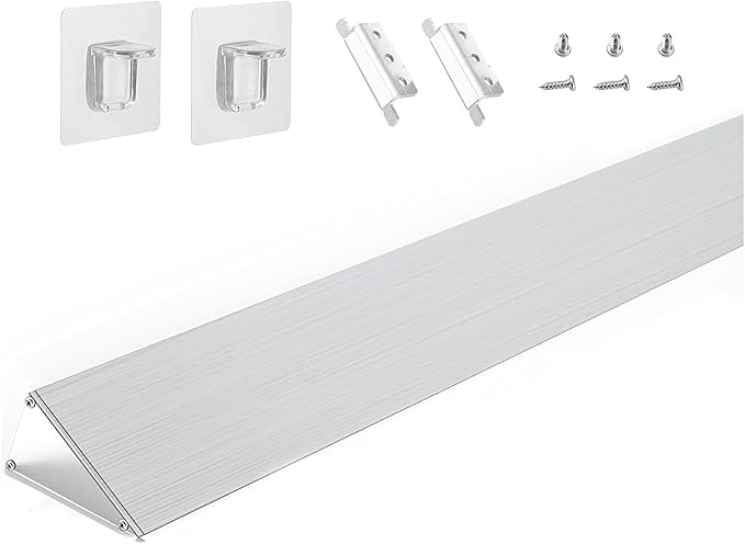30" Slide-in Range Rear Filler Kit W10113901A, Stove Gap Universal Triangular Filler Strip, Cooktop Trim Kit Between Stove and Backsplash for Whirlpool & Most Brand, Durable Aluminum, Silver