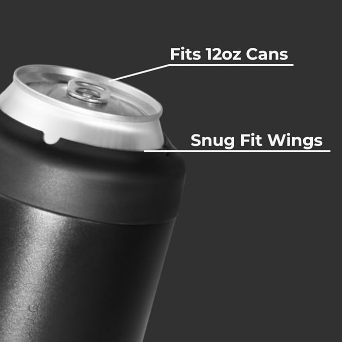 HydroJug Can Cooler 12 oz, Stainless Steel Can Holder, Black