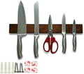 16 Inch Magnetic Knife Holder for Wall, Wall Mounted Stainless Steel Core, Walnut Finish, Kitchen Tool Storage Rack