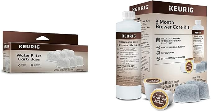 Keurig Water Filter Refill Cartridges, 6 Count & 3-Month Brewer Maintenance Kit Includes Descaling Solution, Compatible Classic/1.0 & 2.0 K-Cup Coffee Makers, 7 Count
