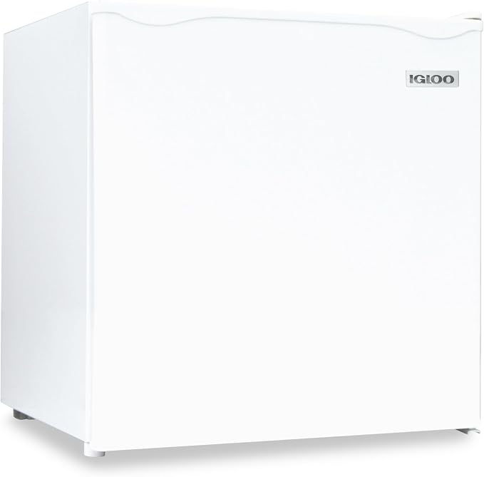 Igloo 1.6 Cu.Ft Mini Fridge with Freezer- Single Door Compact Refrigerator with Glass Shelves for Homes, Dorms & Offices- Keep Snacks, Drinks & Frozen Foods Cool with Temperature Control Fridge- White