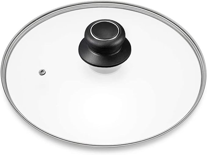 13 Inch Pan Lid Tempered Glass Pot Lid Replacement Pan Cover for 12.5"-13" Cast Iron Skillets, Frying Pans, Pots and Wok, Clear