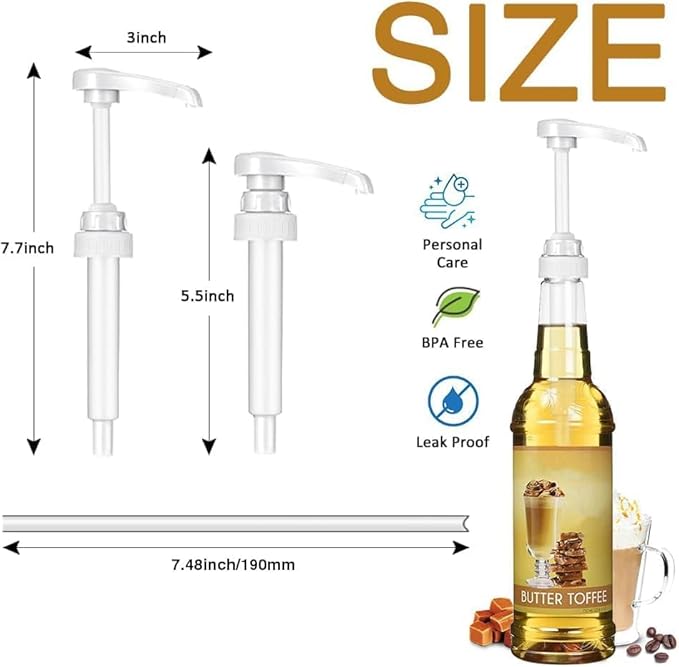 50 Pcs White Coffee Syrup Pump Dispenser, Compatible with 25.4 Oz/750ml Bottles, Great for Home & Coffee Bar Drinking Mixes, Tea, Beverage, Cocktails, Plus Spoons