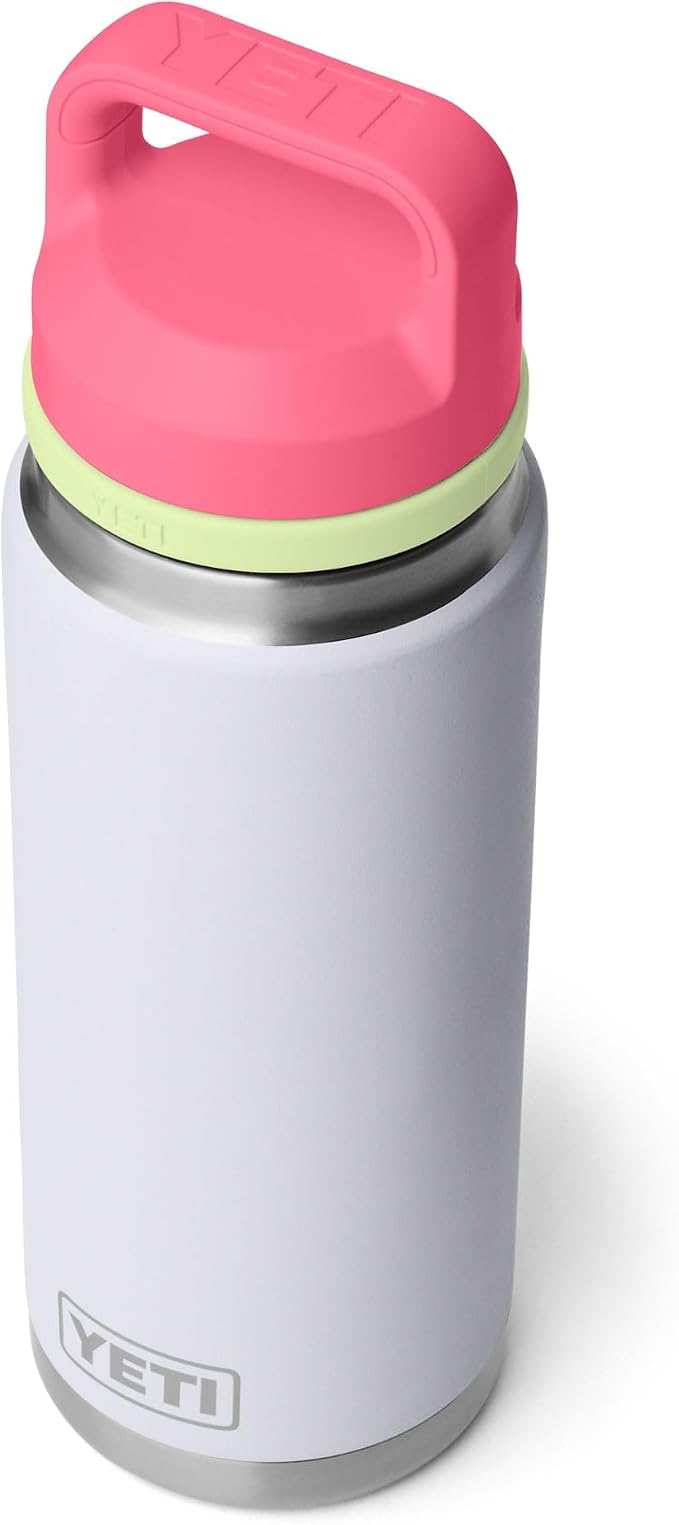 YETI Rambler 26 oz Bottle, Leakproof, Vacuum Insulated, Stainless Steel with Chug Cap, Mist/Pink/Grasshopper