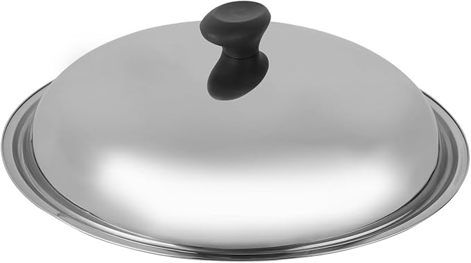 Ciieeo 15 Inch Stainless Steel Cooking Pot Lid Anti-Scald Heat Retention Cover with Knob Multipurpose Kitchen Tool for Oil Splash Protection and Steam Cooking