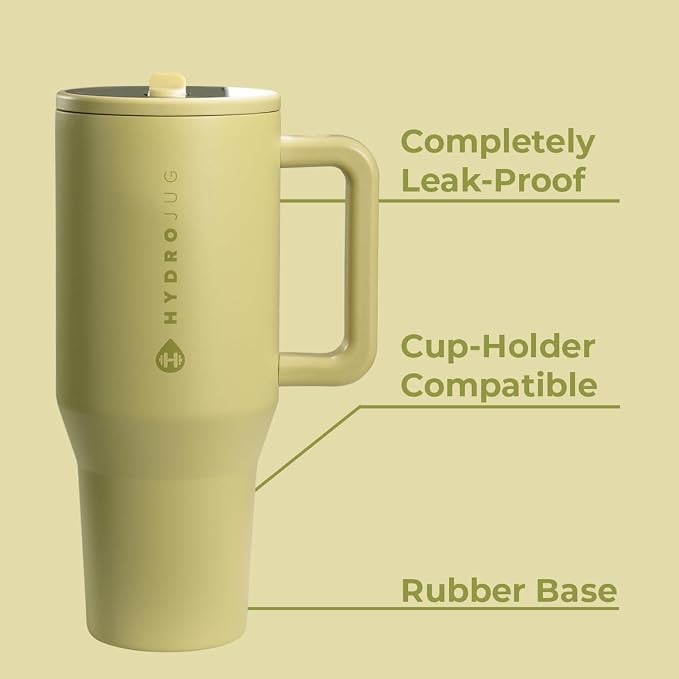 HydroJug Traveler 40oz, Insulated Tumbler with Handle & Straw, Olive