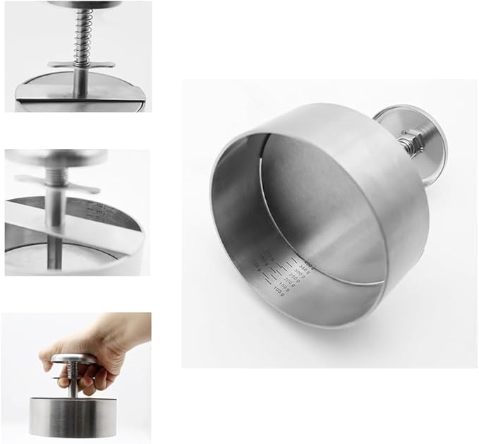 Adjustable Burger Press Stainless Steel Hamburger Patty Maker Non Stick Burger Maker Smash Burger Mold for Veggie Meat Beef Pork Lamb Cheese Halal BBQ Barbecue Grill - with 100 Wax Paper