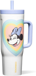 Corkcicle Cruiser Insulated Tumbler - Stainless Steel Tumbler with Handle & Straw, Leak Proof for Cold Drinks, Triple Insulated Spill Proof Cupholder Friendly BPA-Free 40oz Disney Minnie Retro Rainbow