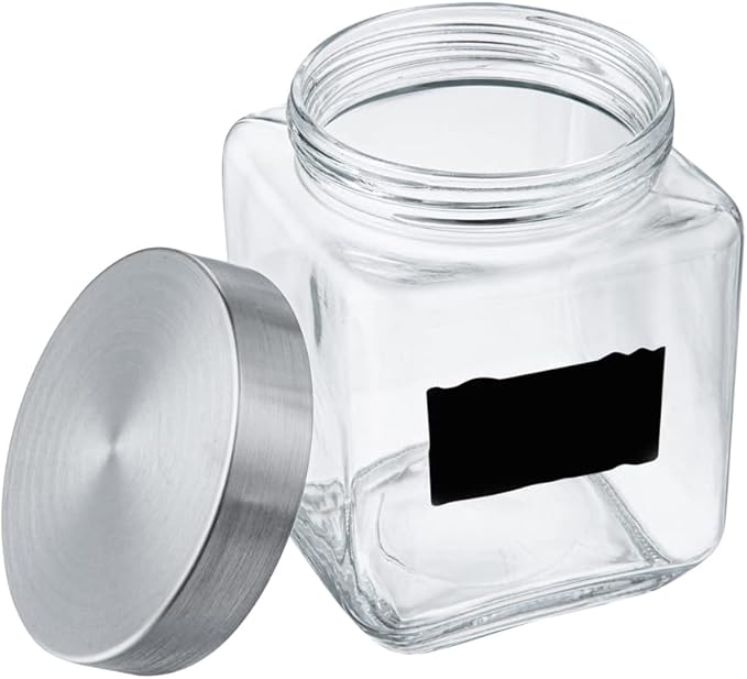 Restaurantware-Vetri Glass Storage Jar Set, 3-Piece Dishwashable Glass Cookie Jars - Airtight Seal, Hot & Cold Friendly, Clear Candy Jars, For Kitchen, Laundry, Or Storage