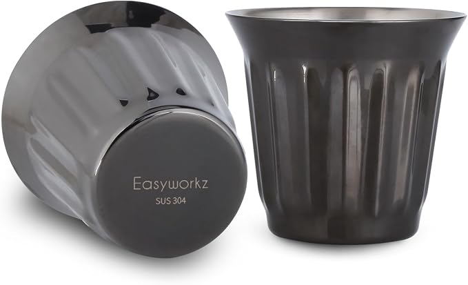 Easyworkz French Press 34 oz Coffee Tea Maker Bundled with Stainless Steel Double-Wall Espresso Cups