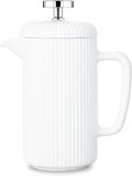 Easyworkz Porcelain French Press 22 fl oz, Coffee Tea Maker with Stainless Steel Plunger, Ivory