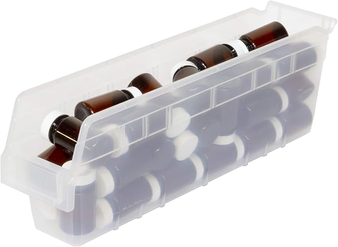 Akro-Mils 30048 Plastic Nesting ShelfMax Storage Bin Box, (18-Inch x 4-Inch x 6-Inch), Clear, (8-Pack)