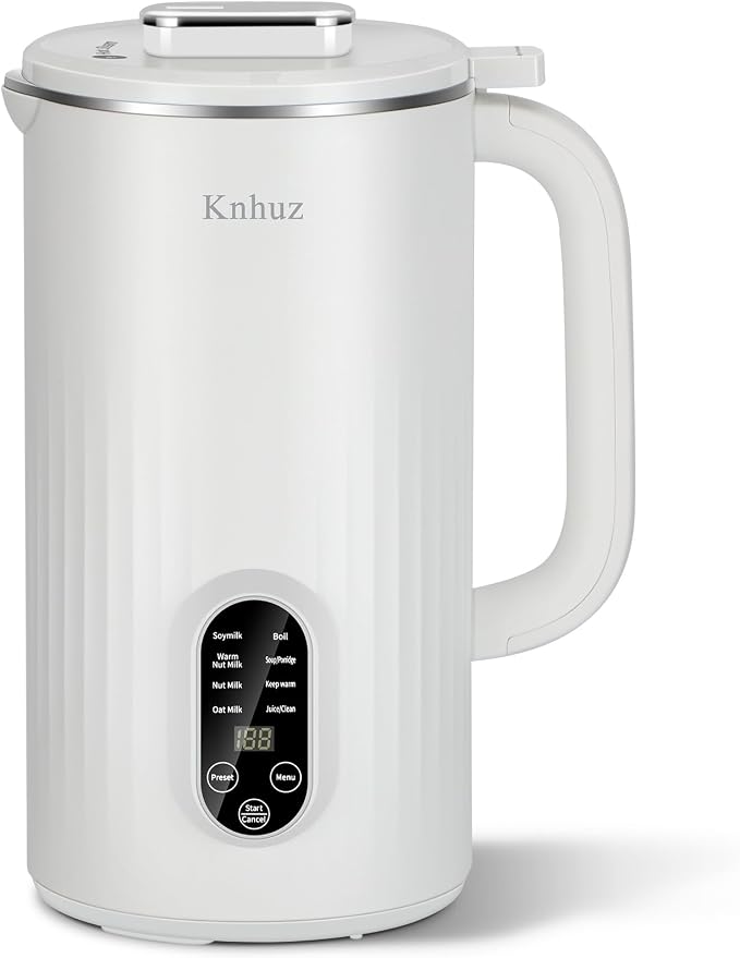 Kuhuz Nut Milk Maker,32oz Automatic Soy Milk Machine For Homemade Almond,Oat,Coconut Plant Based & Non-Dairy Beverages,12H Time Delay,Auto-Clean,Keep Warm,Cream White
