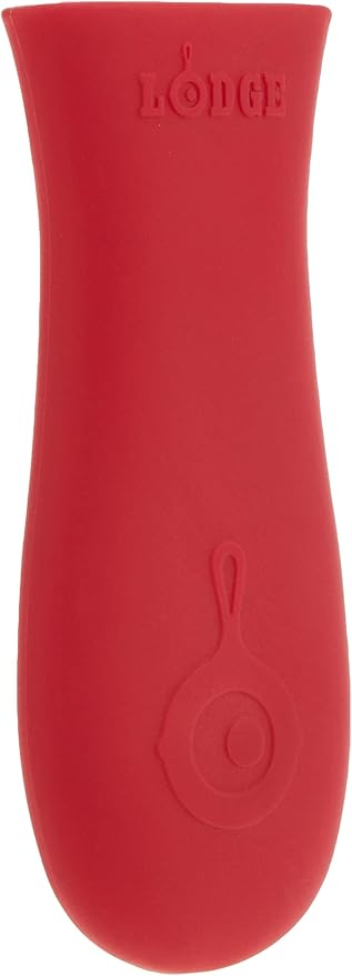 Lodge 5-Quart Pre-Seasoned Cast Iron Deep Skillet and Cover with Red Silicone Hot Handle Holder