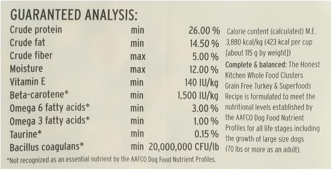 The Honest Kitchen Whole Food Clusters Human Grade Dry Dog Food - Grain Free Turkey 5 lbs