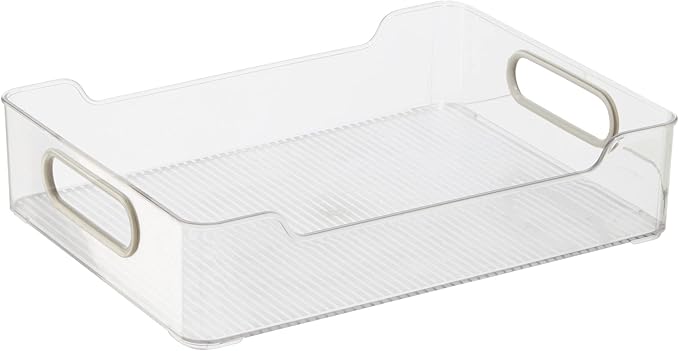 Oggi Cabinet/Drawer Storage Bin - 12" x 8.75", Clear/Gray, Ideal for Kitchen Organization, Pantry Storage, Fridge Organizing - Set of 6, (9771 (7771))