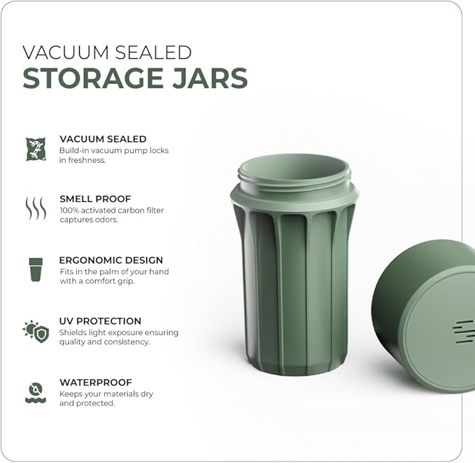 Staze Air Tight Smell Proof Container (148ml) – Vacuum Seal Jar -Waterproof Food Storage Canister, Portable Small Smell Proof Jar for Coffee, Herb, Spice & Gummies - (VISTA TRIO)
