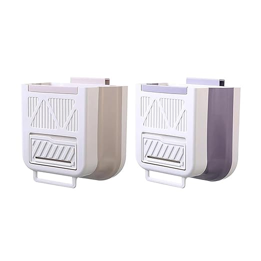 Collapsible Hanging Kitchen Trash Can No Bending Waist Bin Convenient Cleaning Garbage Disposal for Home Use Large Size Foldable Kitchen Can Wall Mounte(Beige)