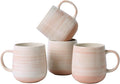 Coffee Mugs, Set of 4 Pink Ceramic Mugs with Subtle Stripe Texture - 12oz Cups, Microwave & Dishwasher Safe, Modern Minimalist Design for Home, Office, Gift Giving