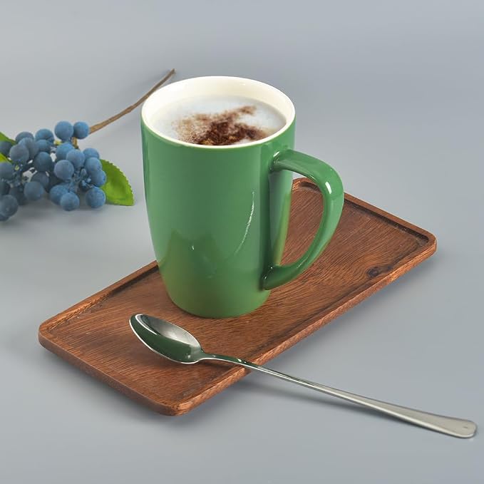 homEdge Porcelain Mug Set, 16 Ounces Cup for Tea, Latte, Mocha, Hot Chocolate, Set of 6, Green