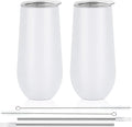 Lifecapido 2 Pack Insulated Stainless Steel Tumblers, 12oz Stemless Flutes, Insulated Champagne Glass for Birthday Party Wedding Christmas (White)