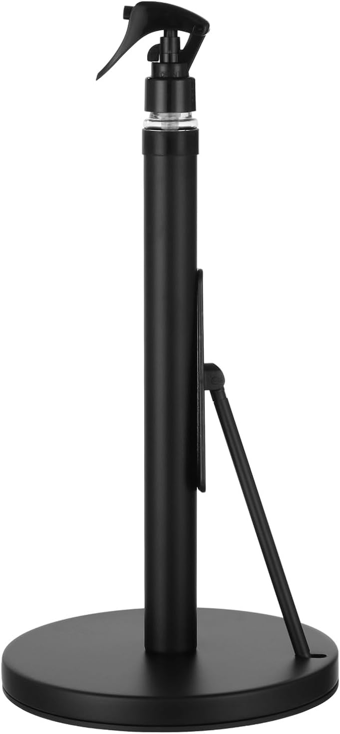 2-in-1 Paper Towel Holder with Spray Bottle, Standing Countertop Paper Towel Holder with Spray Pump, Suction Cups Base, Stainless Steel, 14.2 x 7.1 in