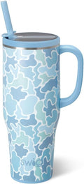 Swig Life 40oz Leak Proof Mega Mug, 40oz Leak Proof Tumbler with Handle and Straw, Extra Large Insulated Tumblers, Cup Holder Friendly Travel Mug, Reusable Leakproof Water Bottle (Saltwater Camo)