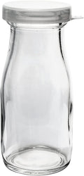 The Dairy Shoppe Glass Milk Bottle, Heavy Glass with Extra Lid, Creamery Style (1, Half Pint Decanter)