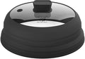 Microwave Splatter Cover Glass Splatter Guard Lid with Collapsible Silicone for Food Pot Plate Cover 11.8 inch Black