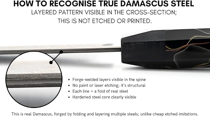8" Gyuto – Handmade Japanese CuMai Copper Damascus Chef Knife – Ultra Sharp Kitchen Chopping Knife.