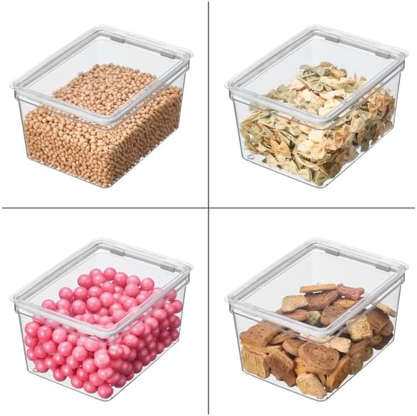 iDesign Small Food Storage Bin with Airtight Lid for Kitchen or Pantry Storage - Set of 4 - Clear