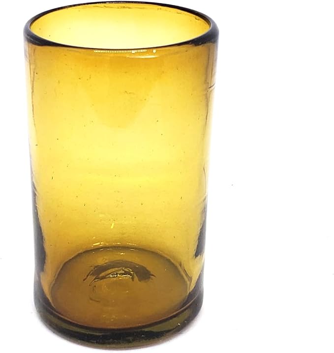 Solid Amber 14 oz Drinking Glasses (set of 6), Recycled Glass, Lead-free, Toxin-Free (14oz Drinking)
