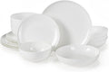 KINGSTONE 16-Piece Bone China Dinnerware Sets for 4, Lightweight Porcelain Dish Serving Plates and Bowls Sets, Durable Scratch Resistant Dinner Set, Microwave & Dishwasher Safe, Ivory White