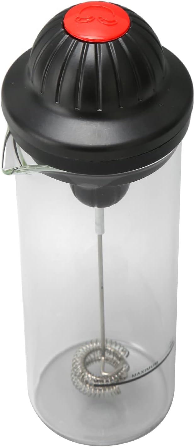Handheld Milk Frother, Battery Powered Electric Handheld Milk Foam Maker with Heatproof Glass for Egg Cream Coffee