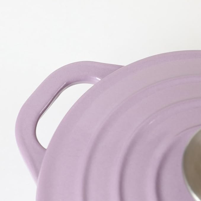 HAWOK Enameled Cast Iron Mini Dutch Oven, Dia5.51inch, 23oz, Set of 2, Purple