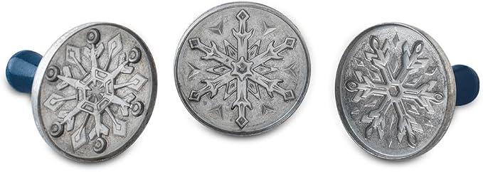 Nordic Ware Snowflake Cookie Stamps (Set of 3), Sturdy Cast Aluminium Cookie Stamp Set, Cookie Press Set Made in the USA, Sturdy and Durable Biscuit Maker Press Set