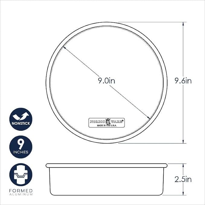 Nordic Ware Brilliant™ Colorful Bakeware 9-Inch Round Pan, Nonstick made without PFAS or PTFE for safe cooking; Reinforced steel rim prevents warping