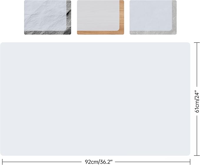 Translucent Silicone Mat for Kitchen Countertops, 36x24 Inch Non-Slip Heat Resistant Protector,Cut-to-Fit 1.5mm Thick Drawer & Desk Liner, Easy Clean