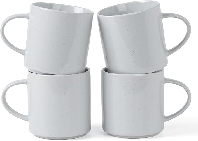 famiware Nebula 4 Pieces Coffee Mug, 14 oz Catering Mugs with Handle for Coffee, Tea, Cocoa, Milk, Light Gray