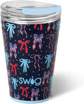 Swig Life 18oz Party Cup, Stackable Insulated Travel Coffee Tumbler with EZ Slider Lid, Cup Holder Friendly Travel Bottles, Stainless Steel 18 oz Tumbler, Reusable Coffee Mug (Miss Independence)