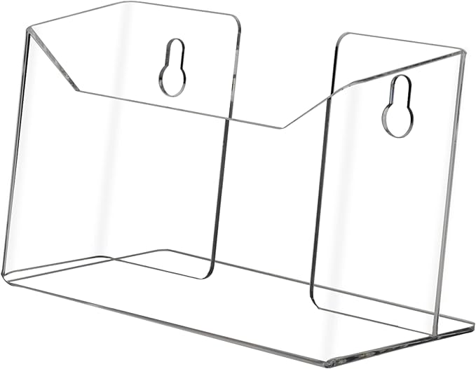 Marketing Holders 2 Pack Postcard Display Holder for 6 Inch Wide Literature Clear Acrylic Tabletop or Wall Mount Index Card Take One Display Rack with Hanging Hardware