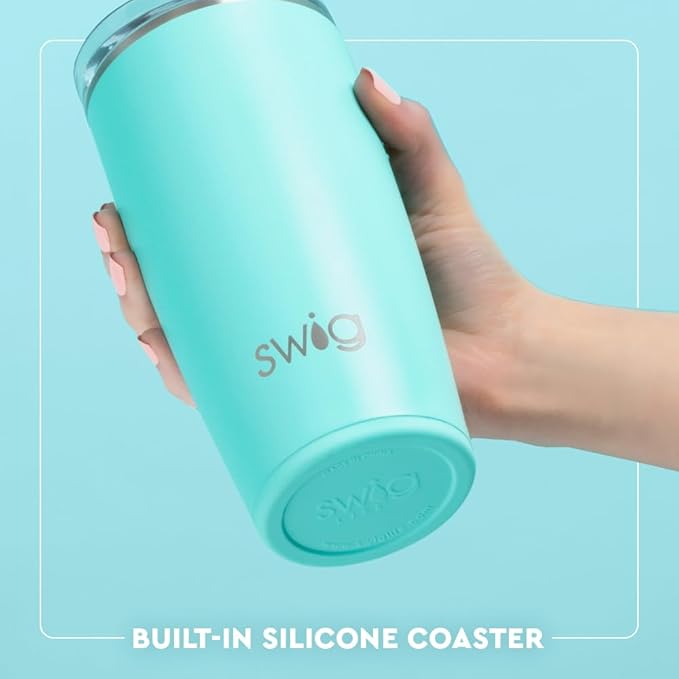Swig Life 22oz Insulated Tumbler, Travel Coffee Tumbler with Lid, Cup Holder Friendly Travel Coffee Mug, Stainless Steel, 22 oz Tumblers, Reusable Insulated Mug with Lid (Melon Slice)