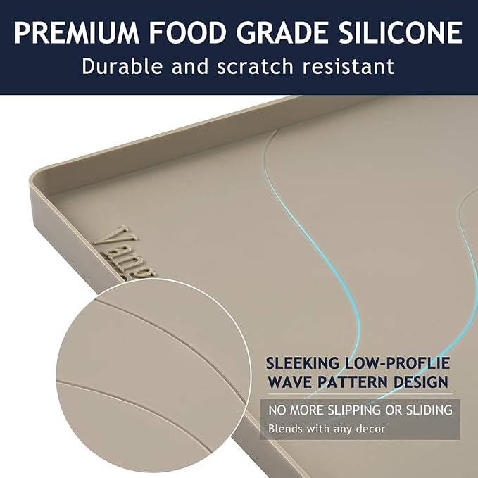 Heavy Duty Silicone Under Sink Mats for Kitchen Waterproof 19" x 19", Extra Thick Under Sink Rubber Mat Drip Tray, Raised Edge Under Sink Liner,Prevent Drips, Leaks, Spills,Brown