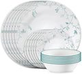 Corelle Vitrelle 18-Piece Service for 6 Dinnerware Set, Triple Layer Glass and Chip Resistant, Lightweight Round Plates and Bowls Set, Chambord